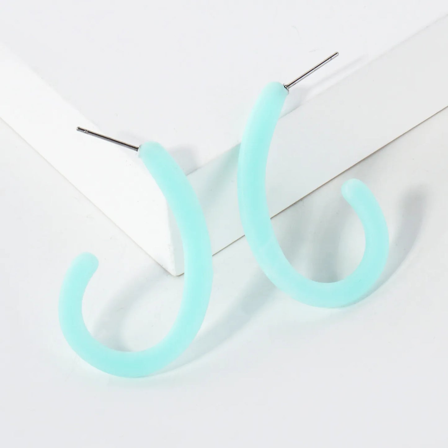 40mm Teardrop Shaped Resin Open Hoop Earrings