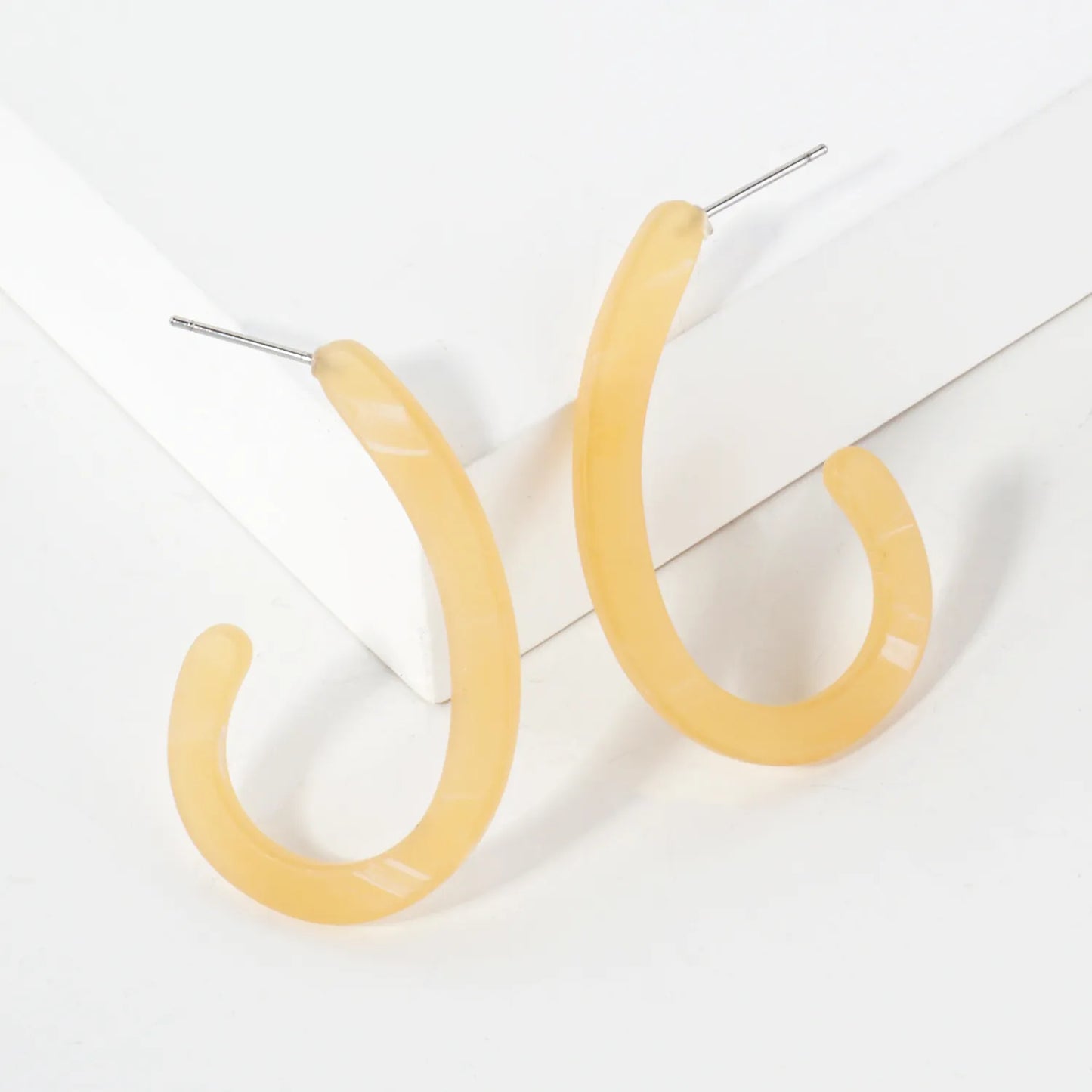 40mm Teardrop Shaped Resin Open Hoop Earrings