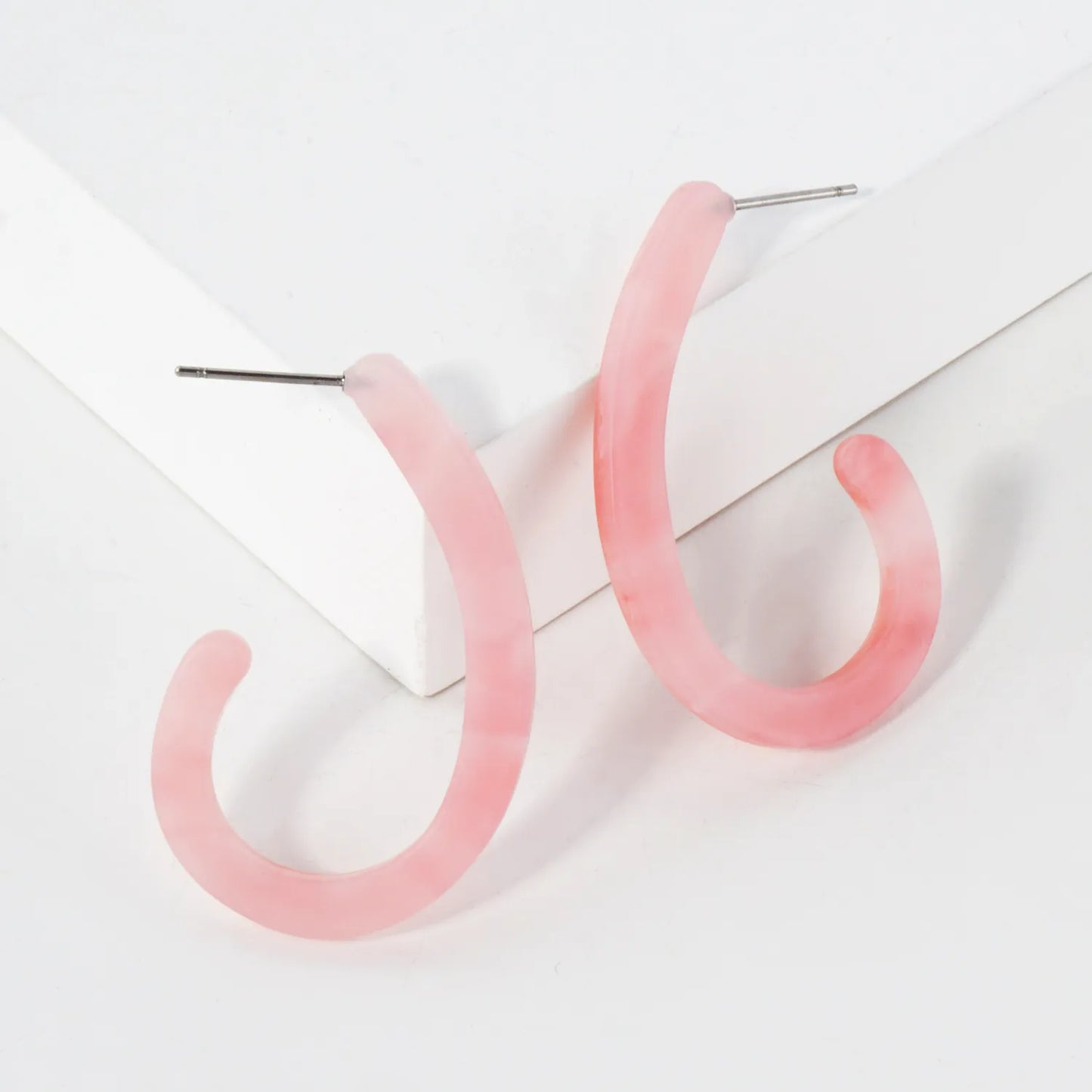 40mm Teardrop Shaped Resin Open Hoop Earrings