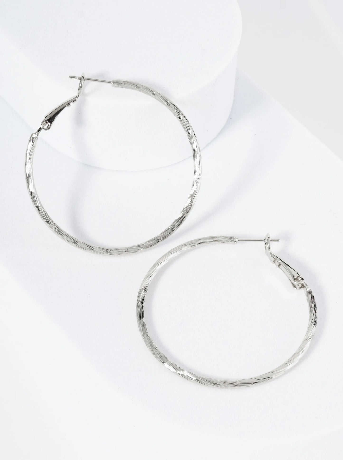40mm Textured 14K-Gold-Dipped Latch-Back Hoop Earrings With 2mm Thickness