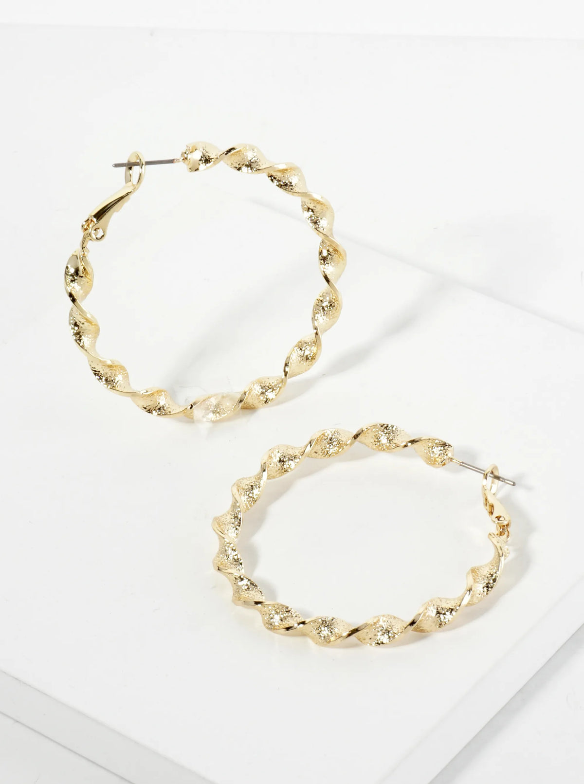 40mm Textured 14K-Gold-Dipped Twist Latch-Back Hoop Earrings