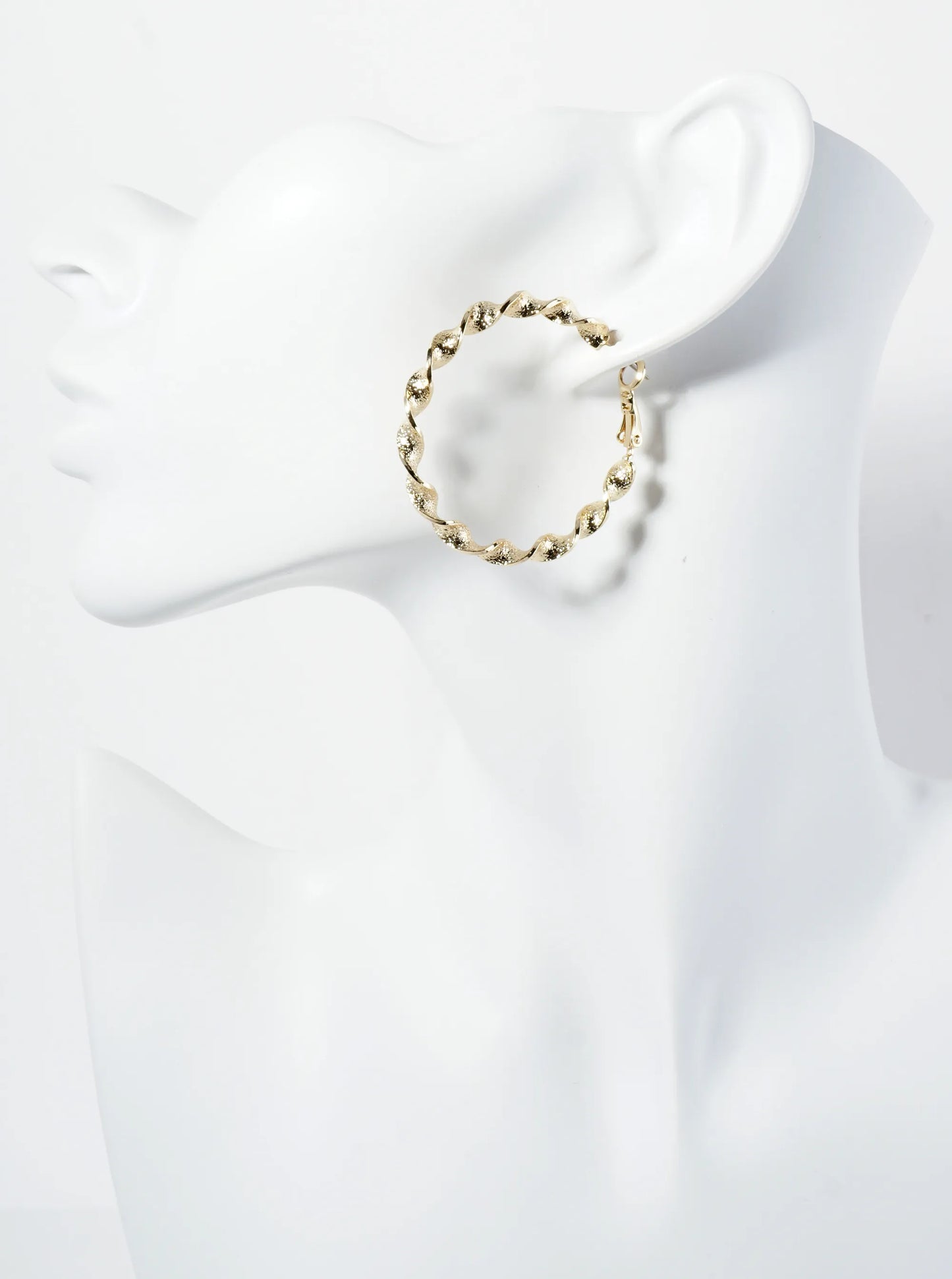 40mm Textured 14K-Gold-Dipped Twist Latch-Back Hoop Earrings