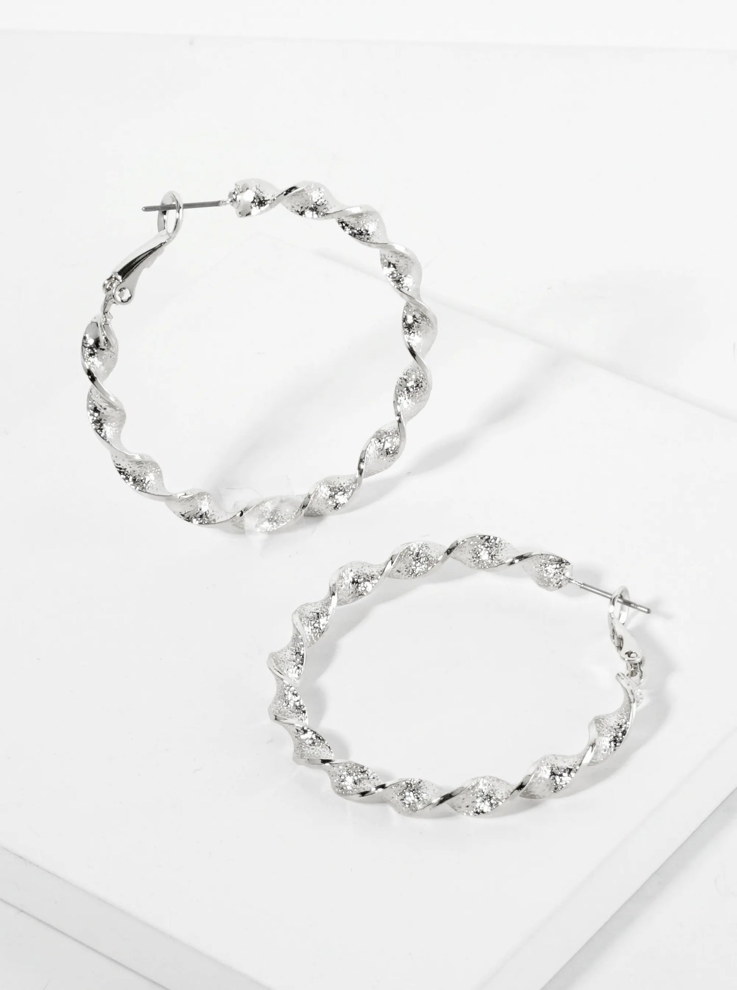 40mm Textured 14K-Gold-Dipped Twist Latch-Back Hoop Earrings