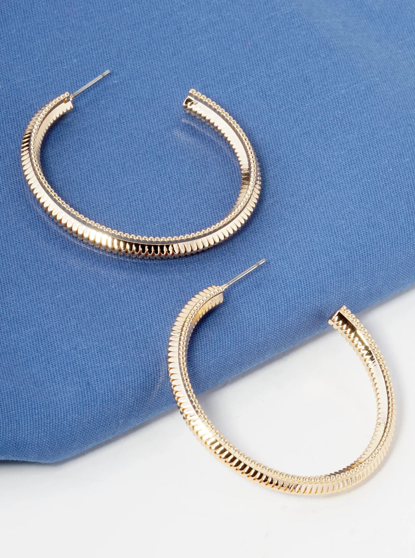 40mm Textured Brass Hoop Earrings