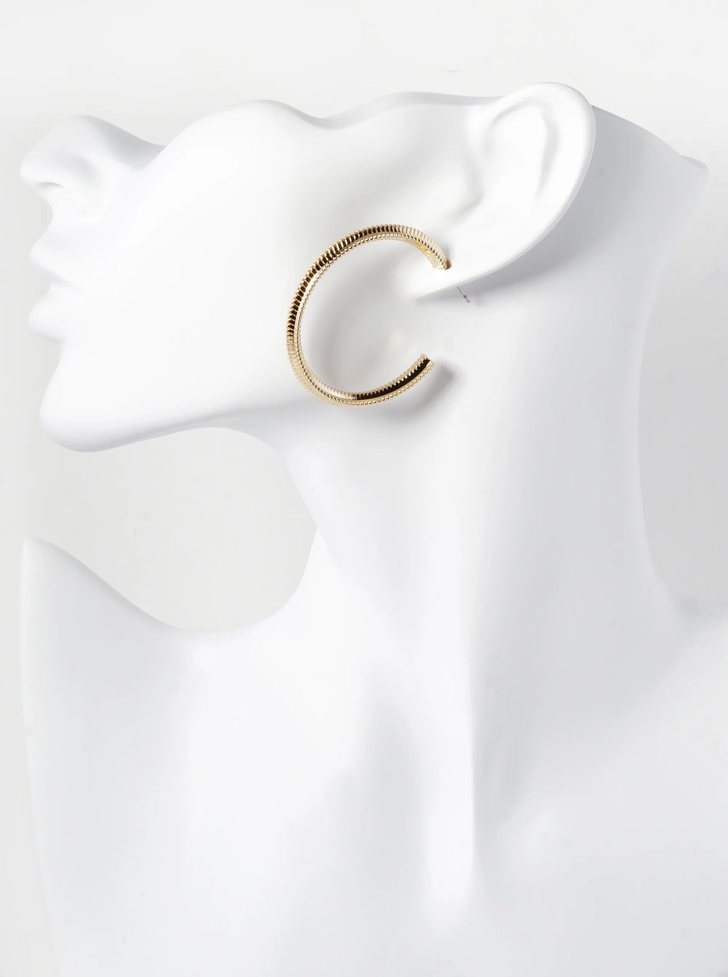 40mm Textured Brass Hoop Earrings