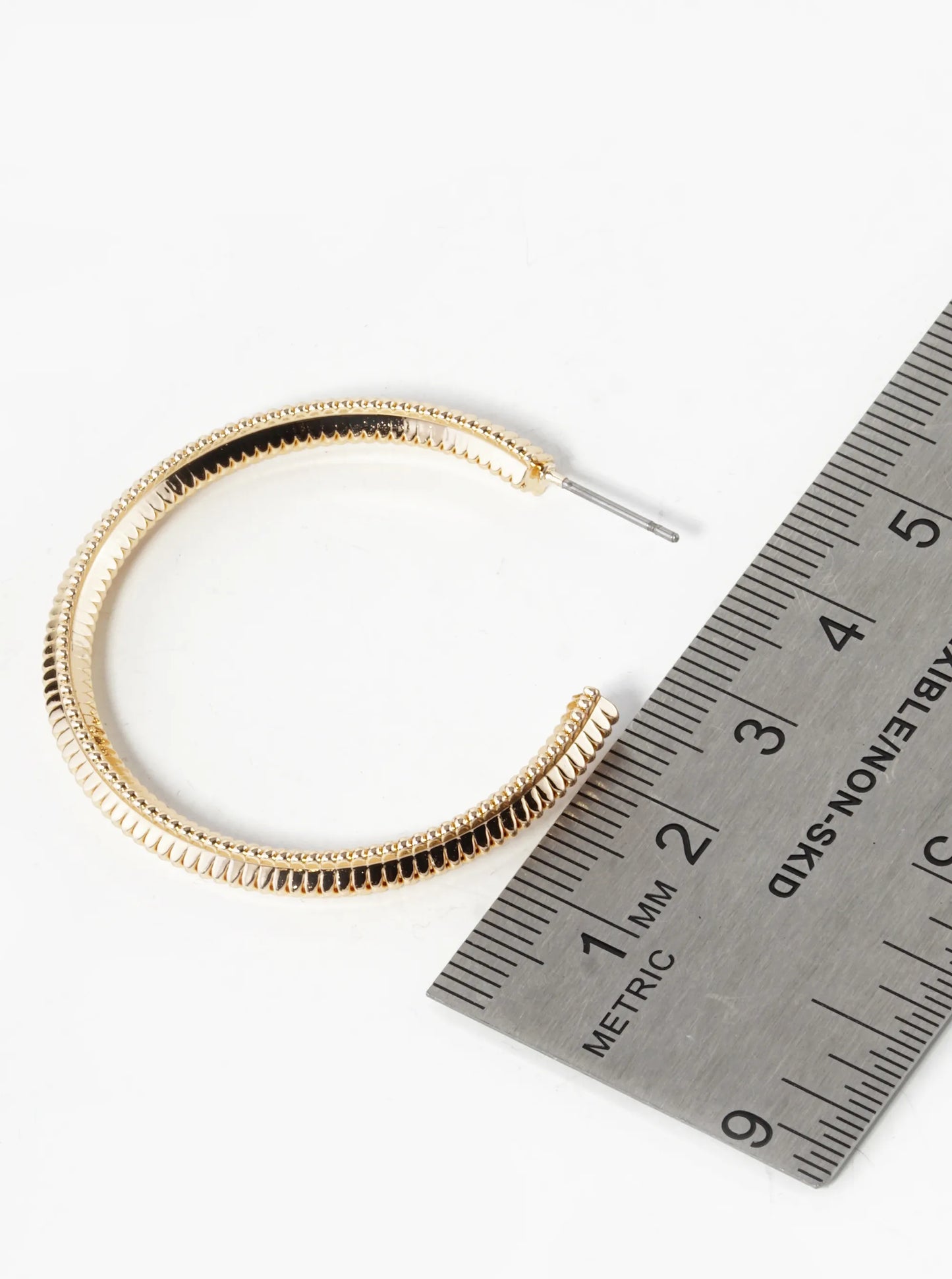 40mm Textured Brass Hoop Earrings