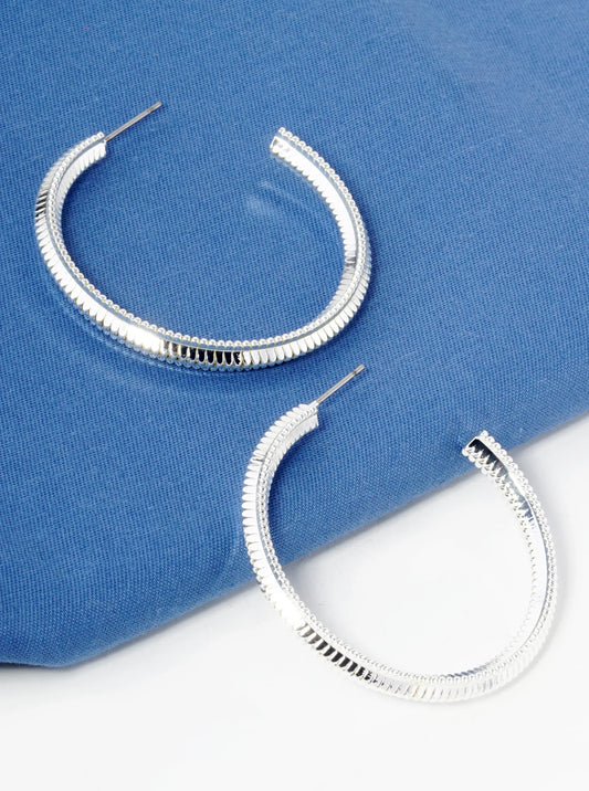 40mm Textured Brass Hoop Earrings
