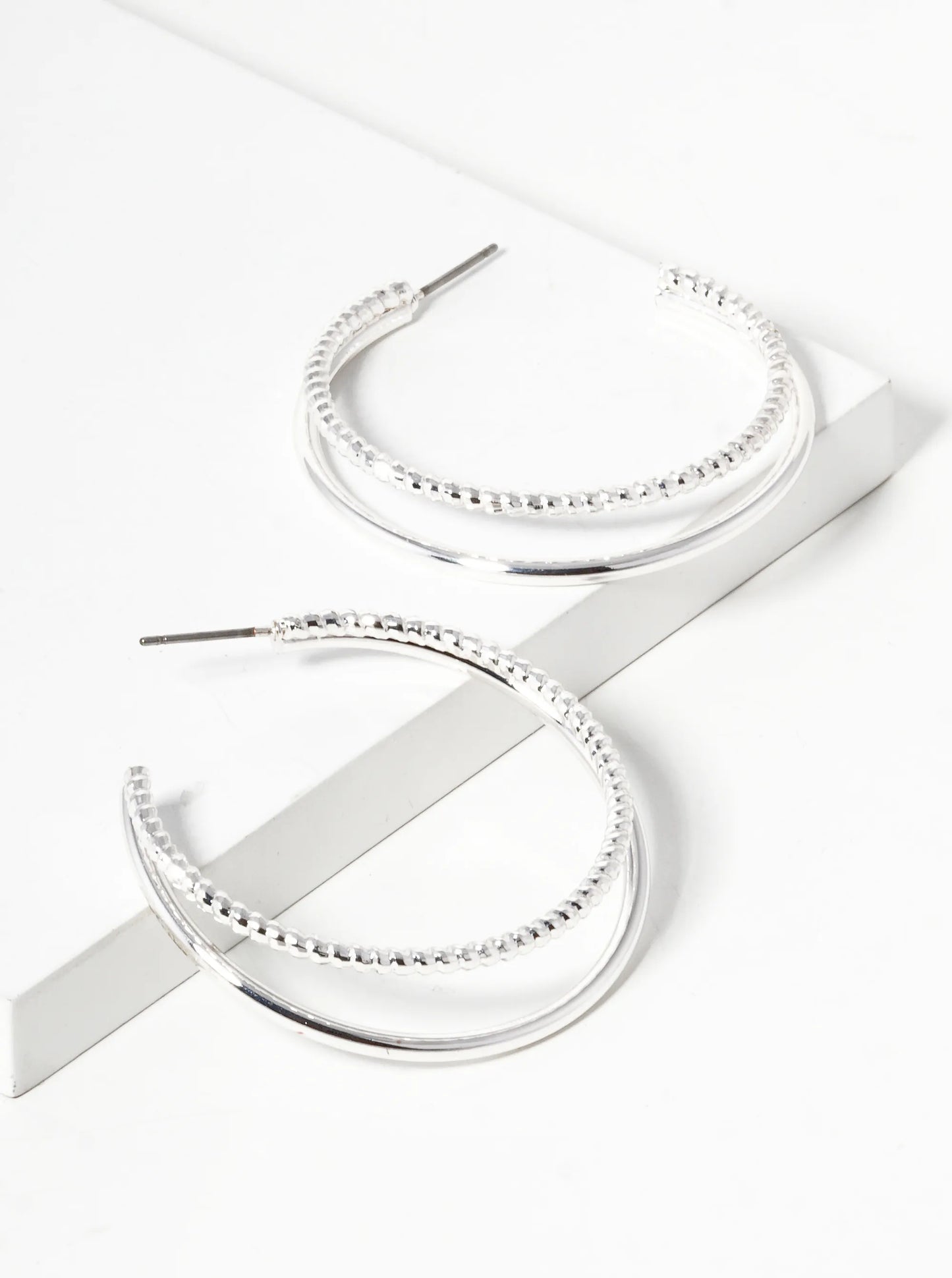 40mm Textured Double Hoop Earrings