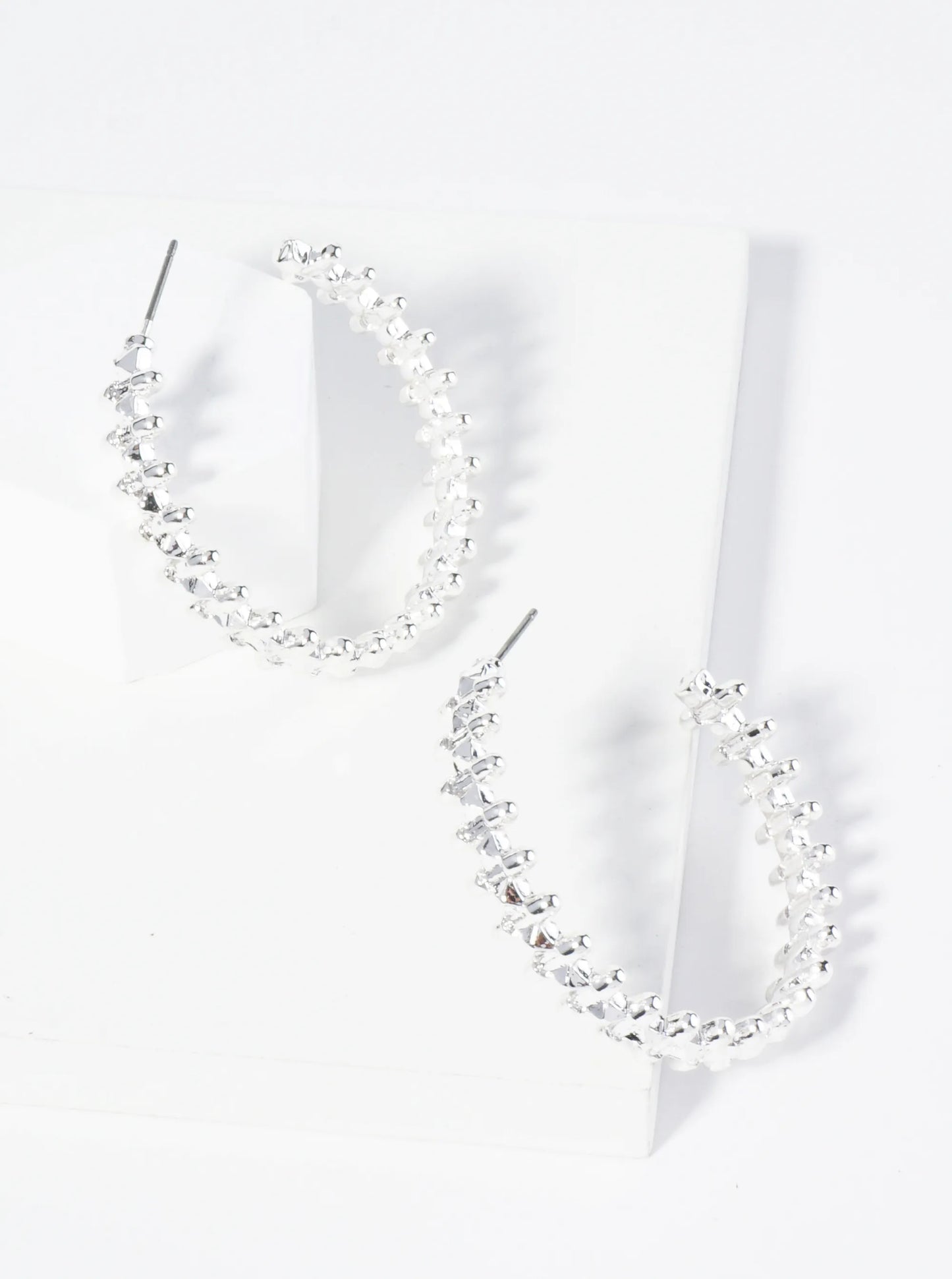 40mm Textured Metal Open Hoop Earrings