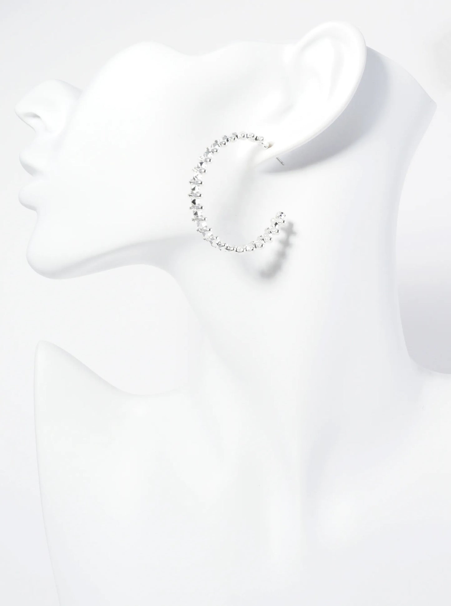 40mm Textured Metal Open Hoop Earrings