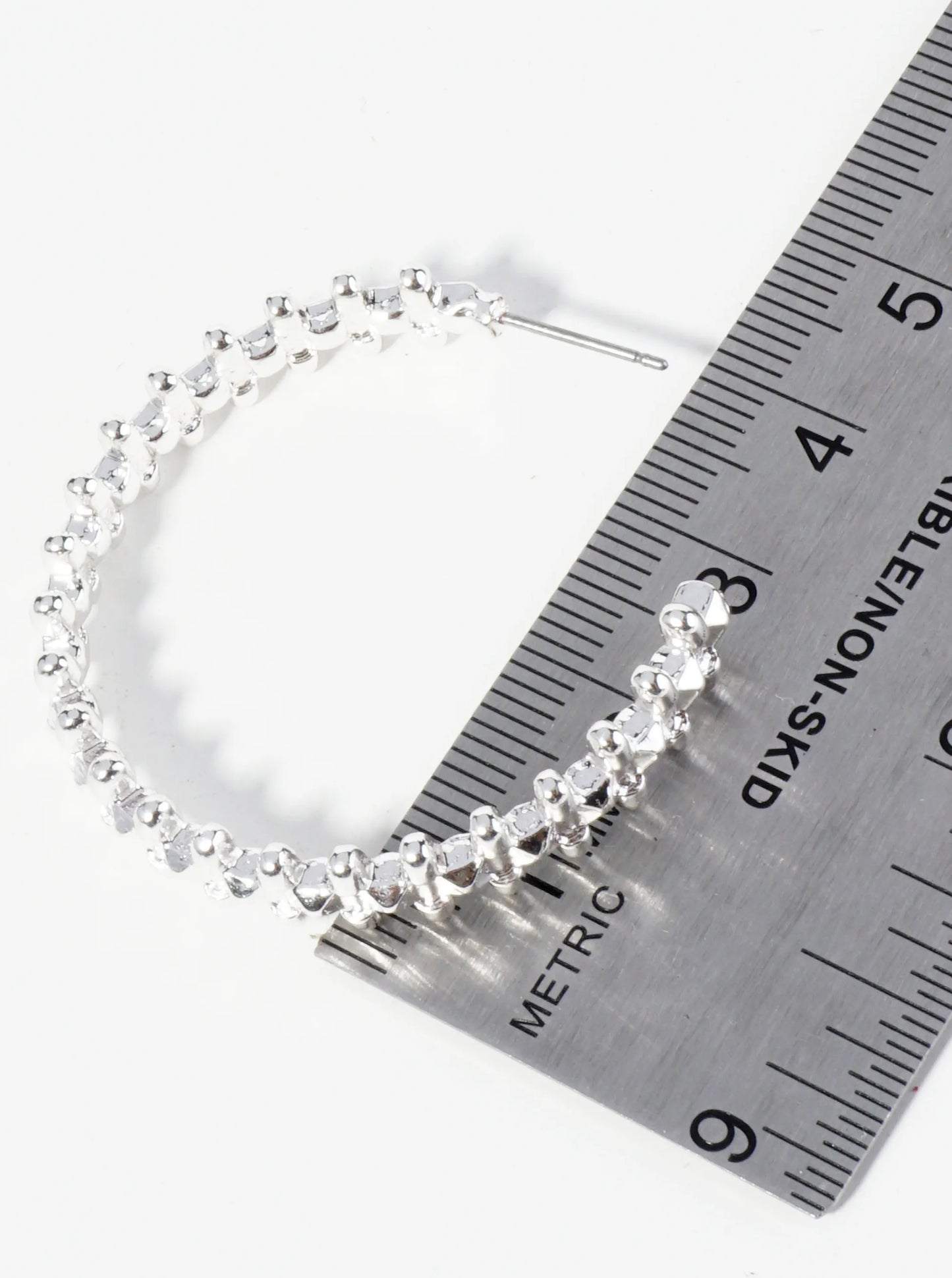 40mm Textured Metal Open Hoop Earrings