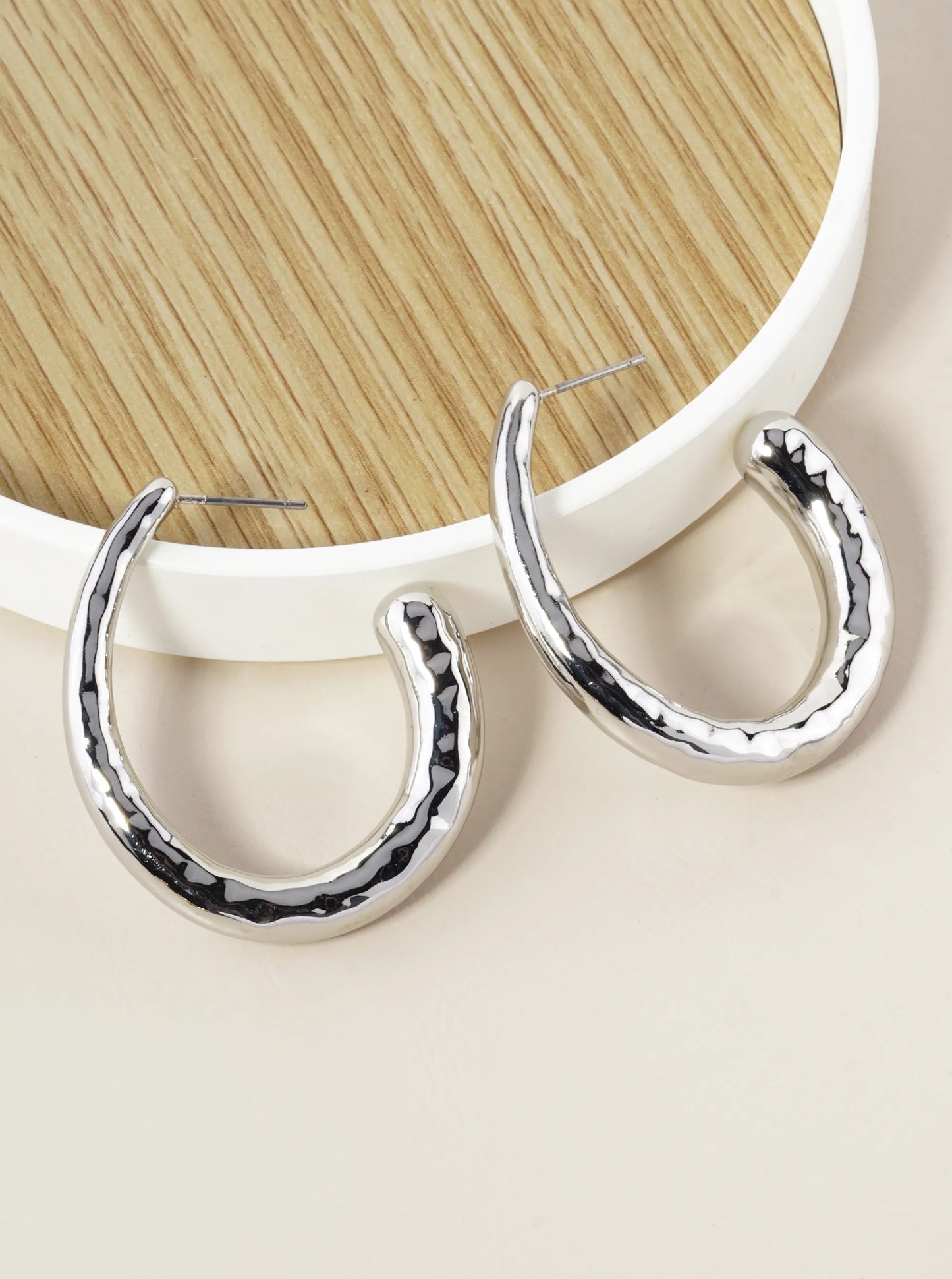 40mm Textured Metallic Hollow Hoop Earrings