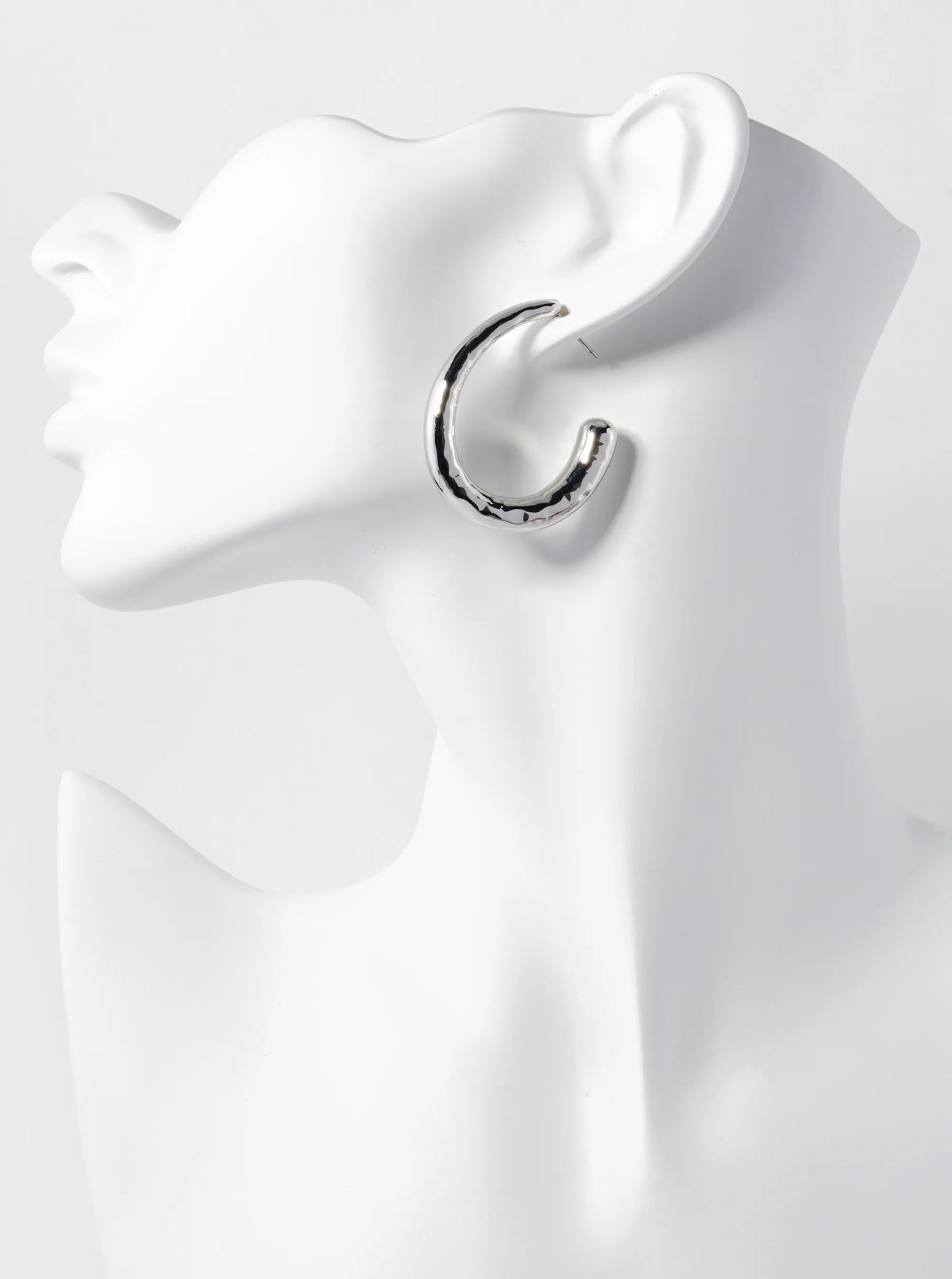 40mm Textured Metallic Hollow Hoop Earrings