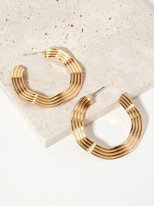 40mm Textured Wavy Wide Open Hoop Earrings