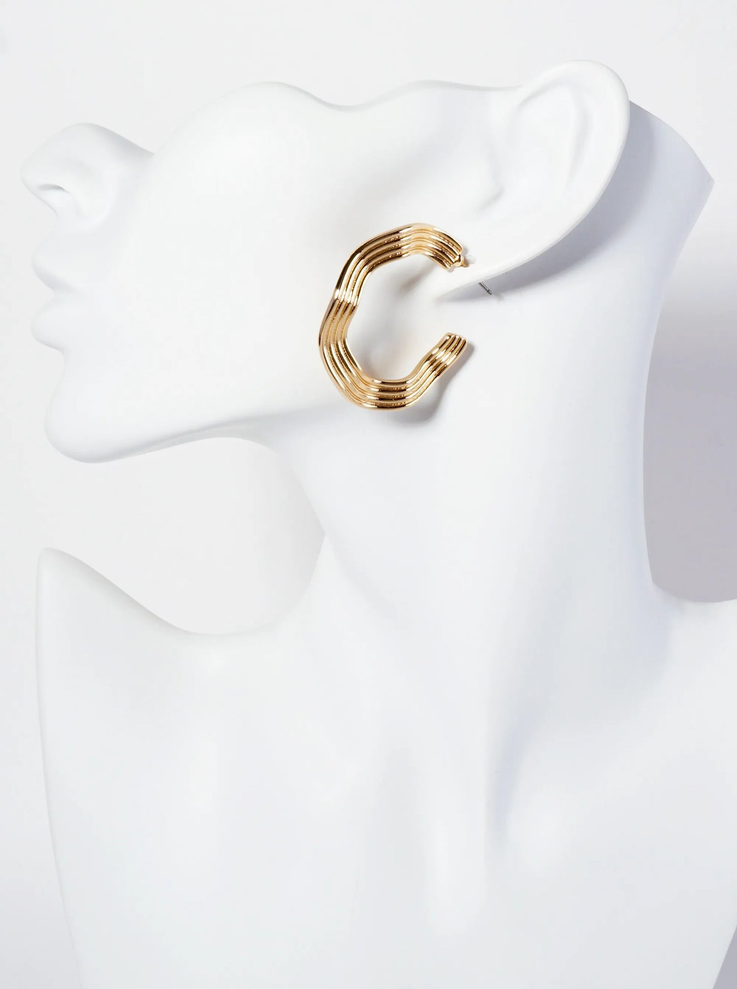 40mm Textured Wavy Wide Open Hoop Earrings