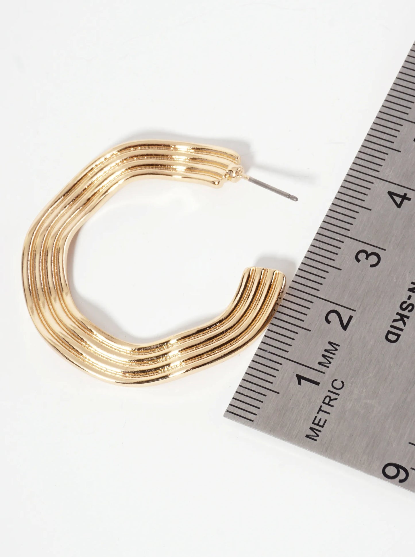 40mm Textured Wavy Wide Open Hoop Earrings