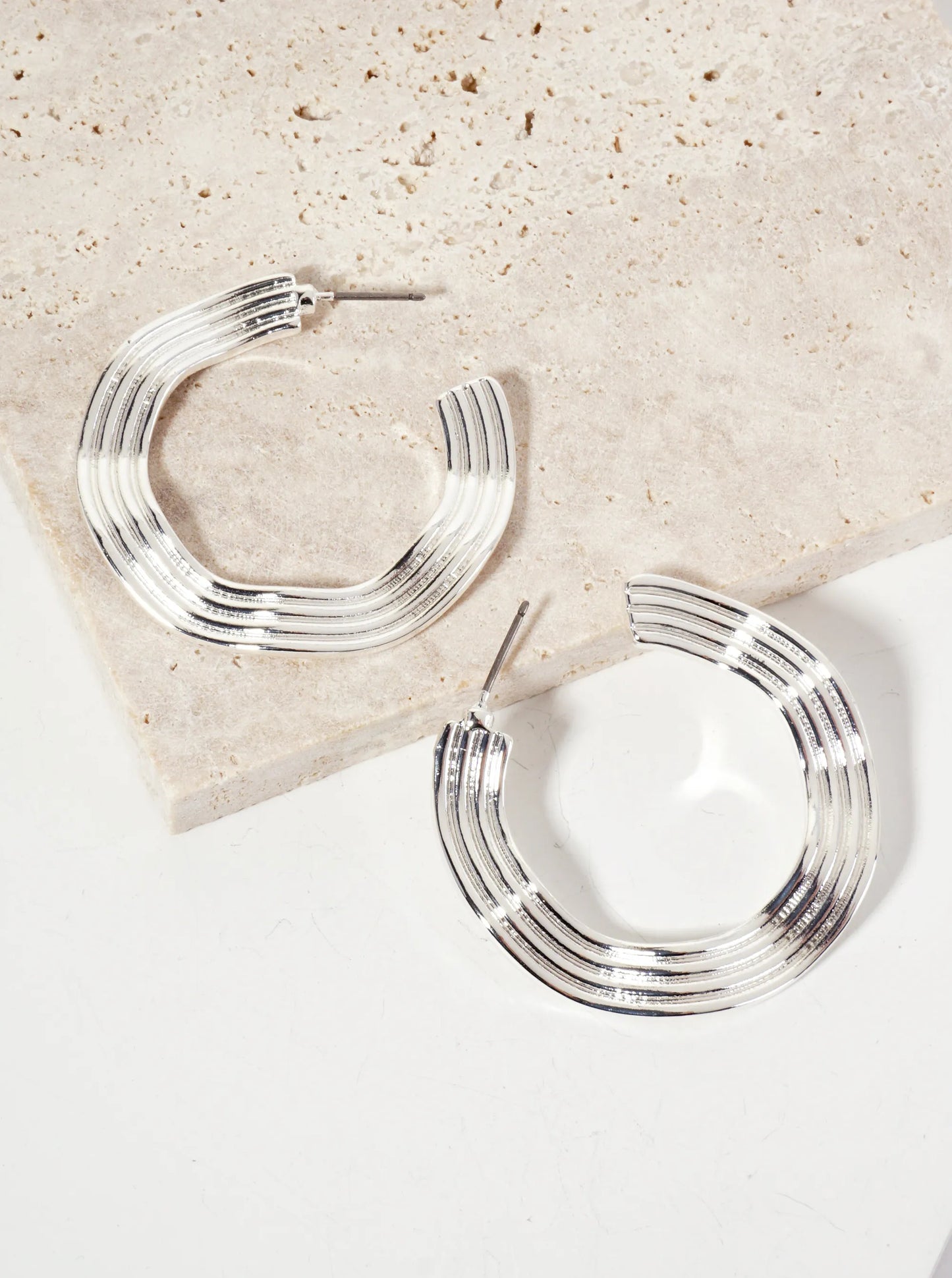 40mm Textured Wavy Wide Open Hoop Earrings