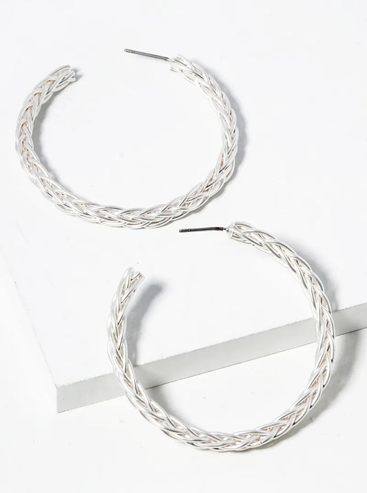 40mm Twisted Wire Open Hoop Earrings