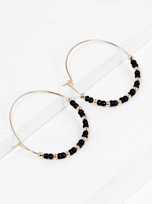 40mm Glass Beaded Lightweight Wire Hoop Earrings