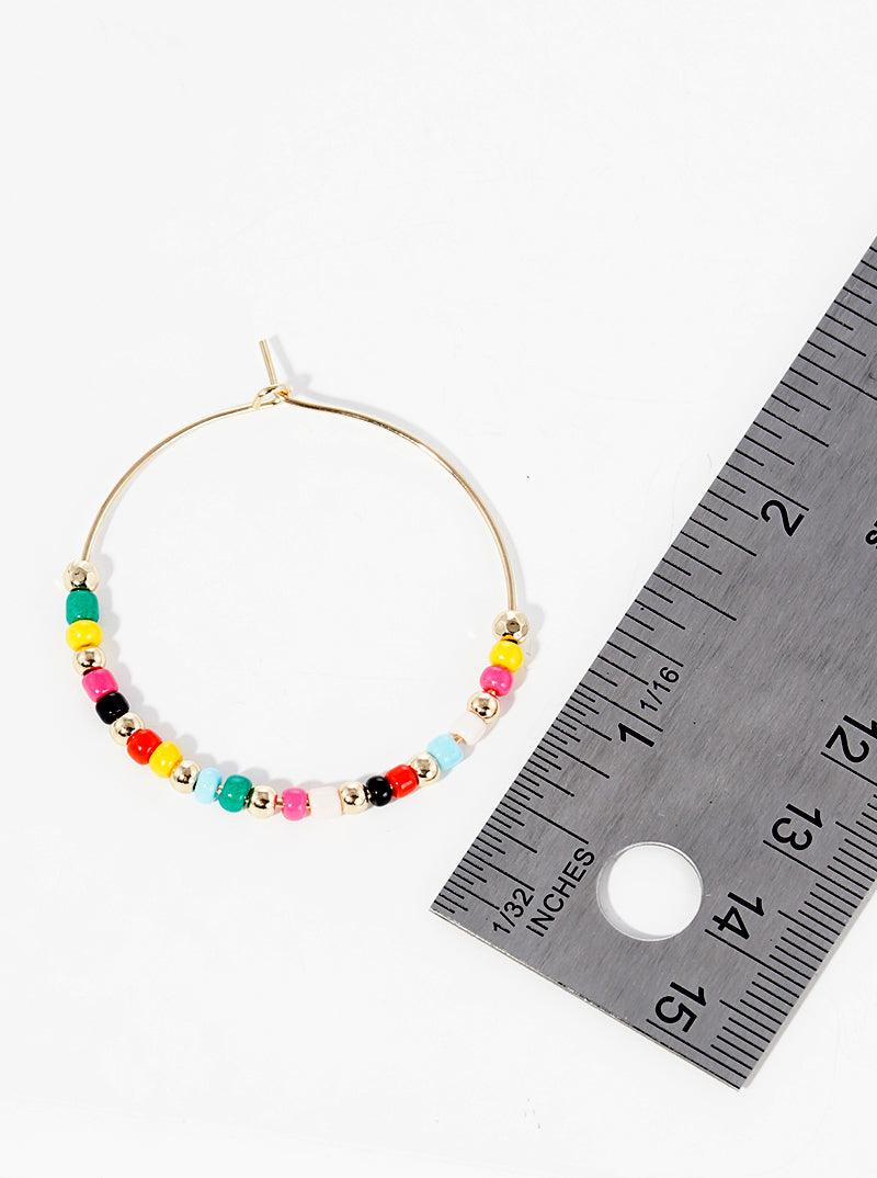 40mm Glass Beaded Lightweight Wire Hoop Earrings