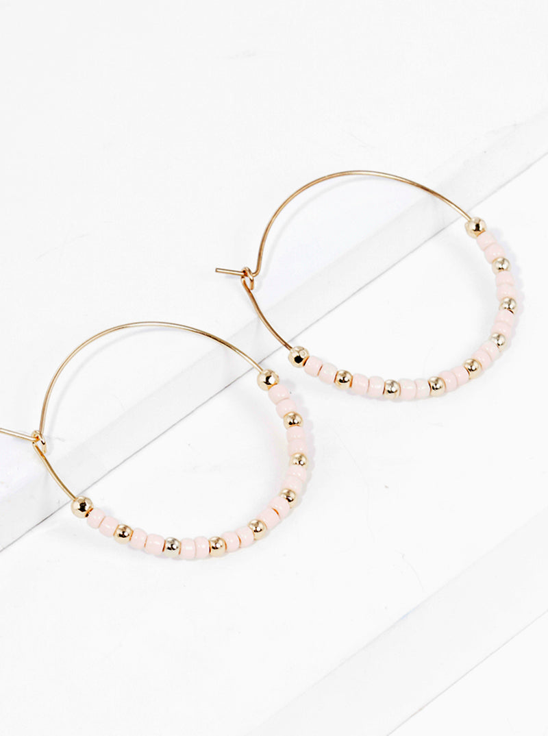 40mm Glass Beaded Lightweight Wire Hoop Earrings