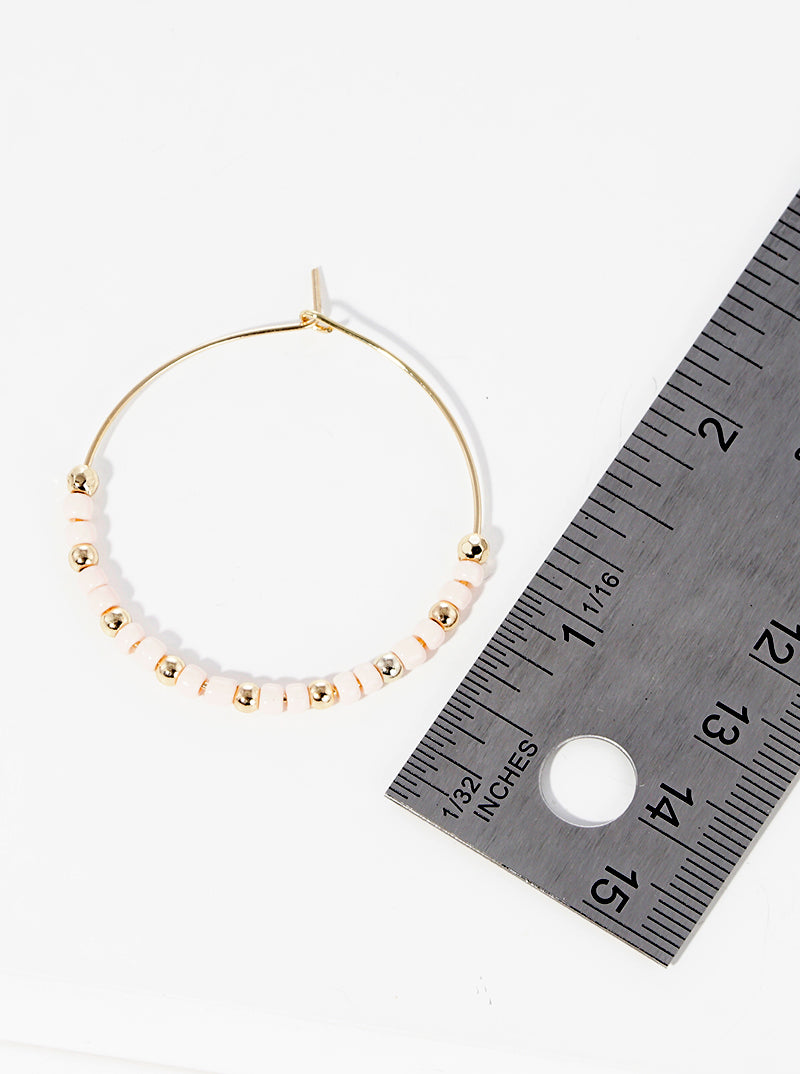 40mm Glass Beaded Lightweight Wire Hoop Earrings