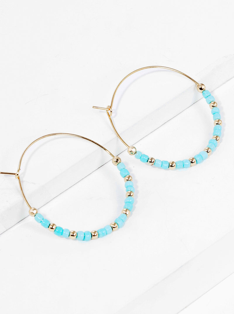 40mm Glass Beaded Lightweight Wire Hoop Earrings