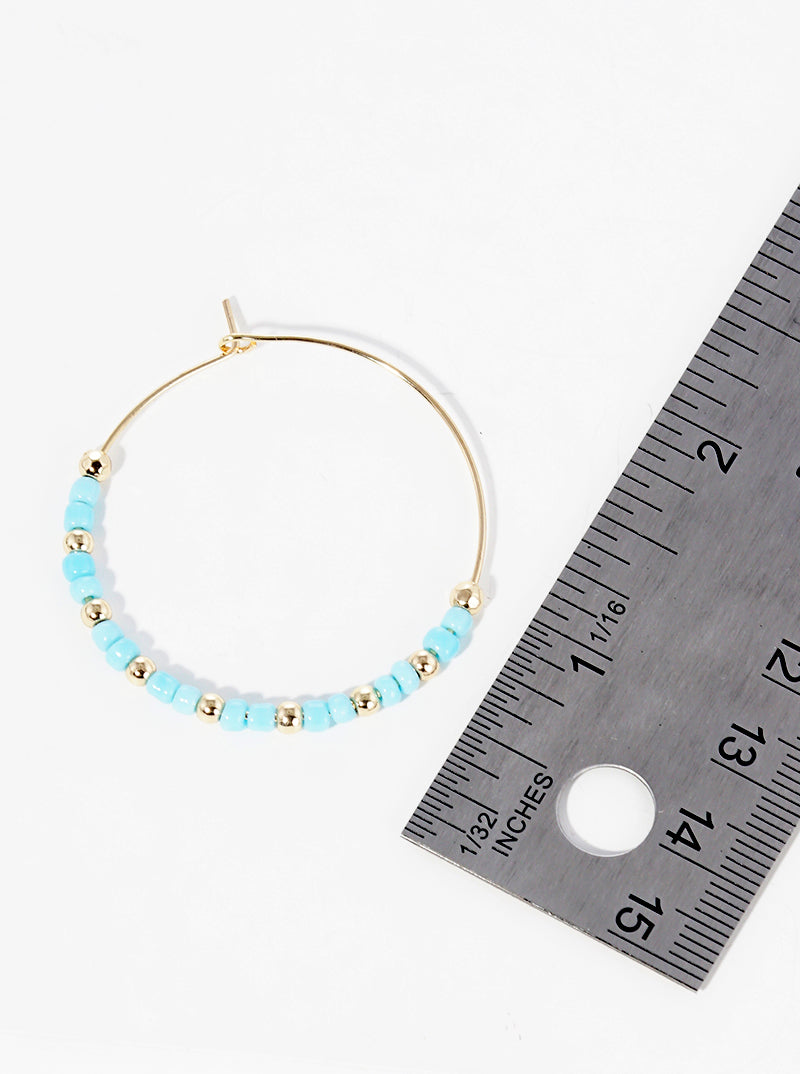 40mm Glass Beaded Lightweight Wire Hoop Earrings