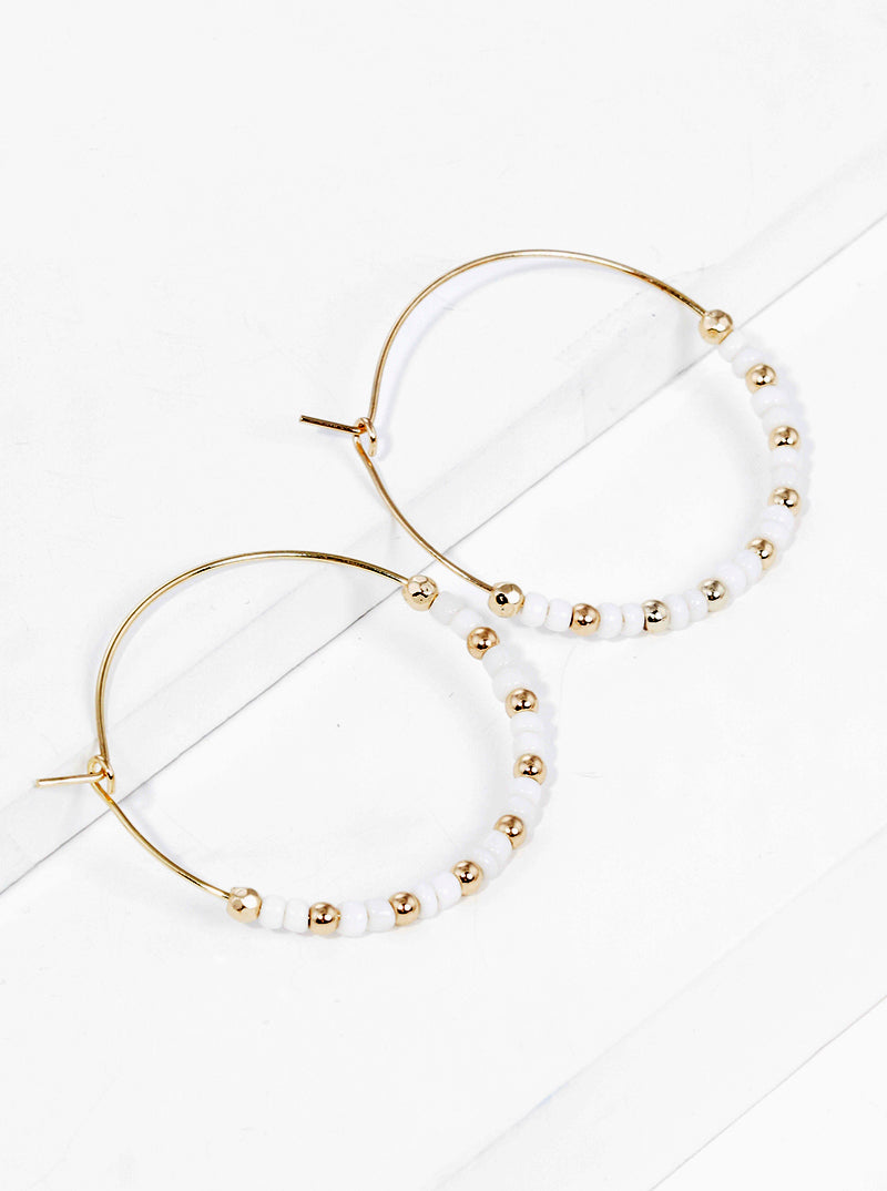 40mm Glass Beaded Lightweight Wire Hoop Earrings