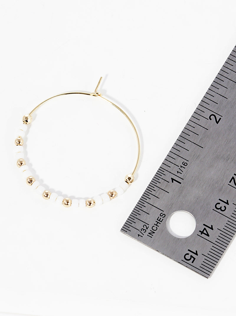 40mm Glass Beaded Lightweight Wire Hoop Earrings