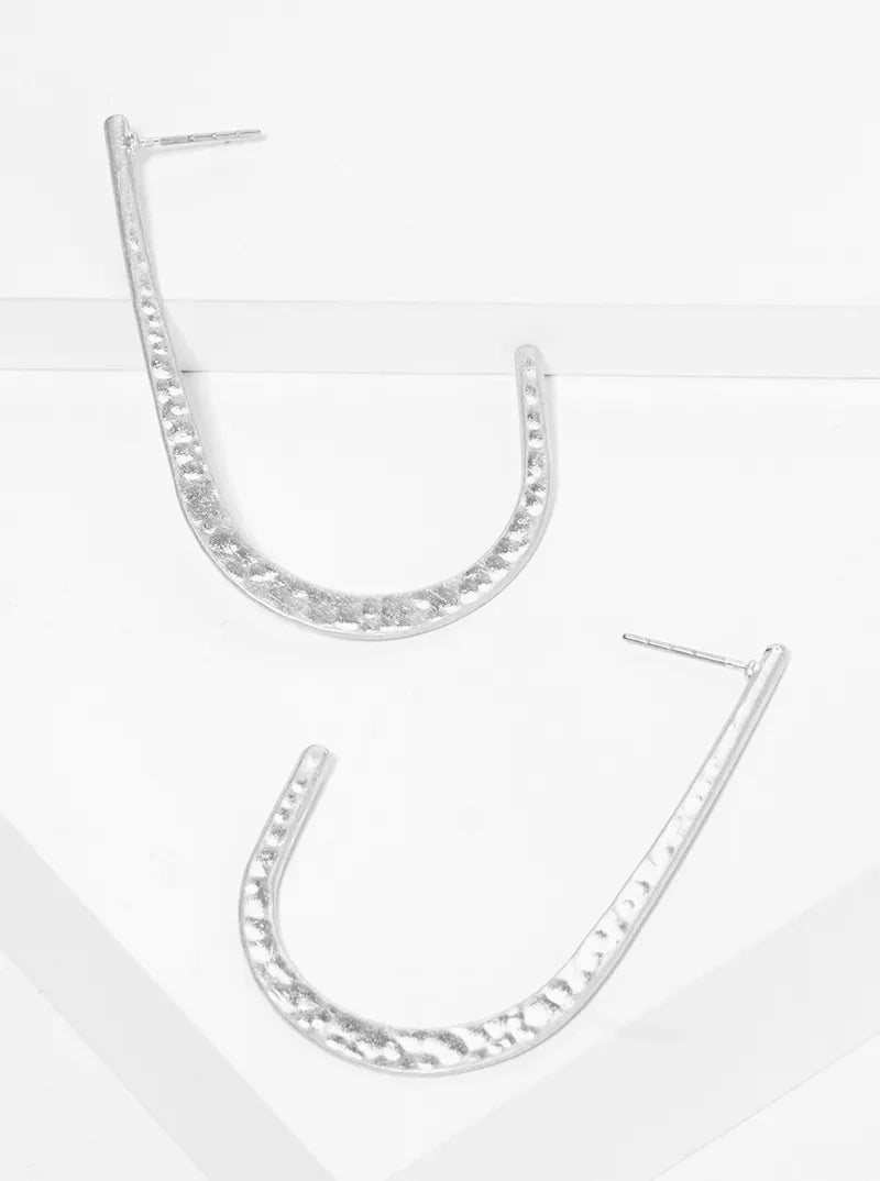 40mm Hammered Geometric Shape Hoop Earrings