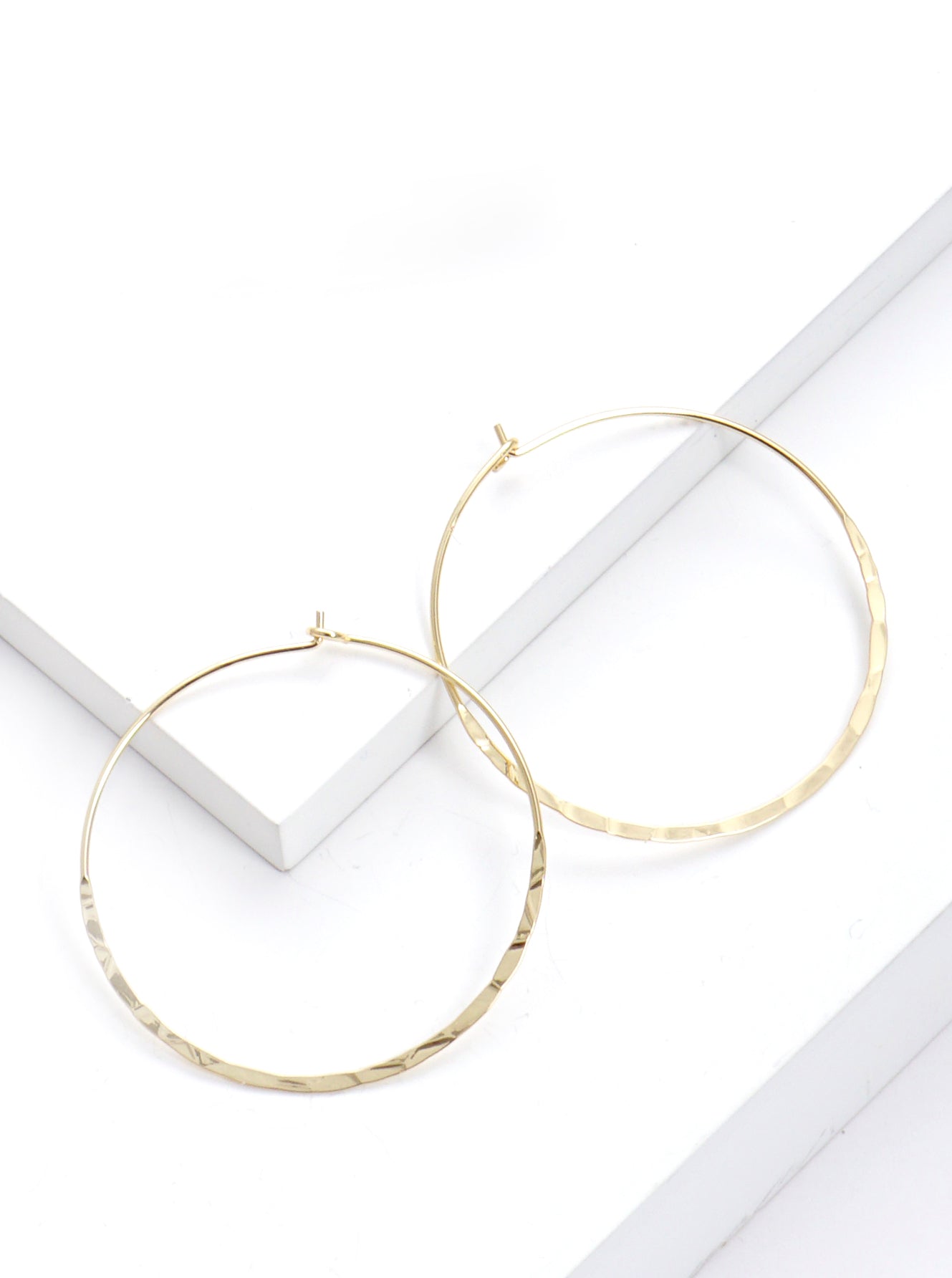 40mm Hammered Metal Lightweight Hoop Earrings