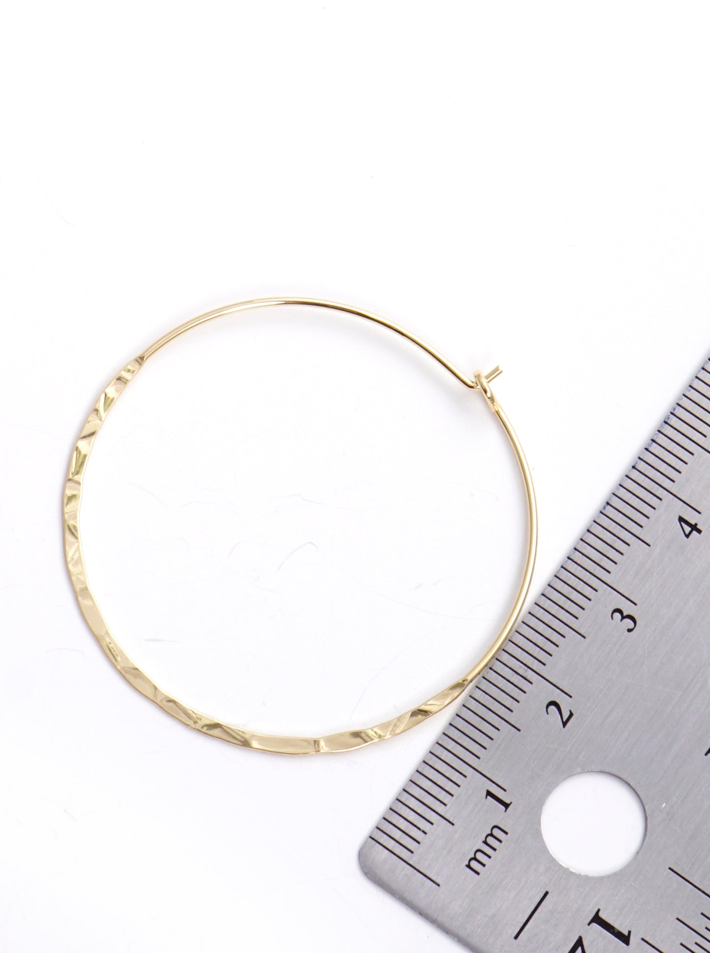 40mm Hammered Metal Lightweight Hoop Earrings