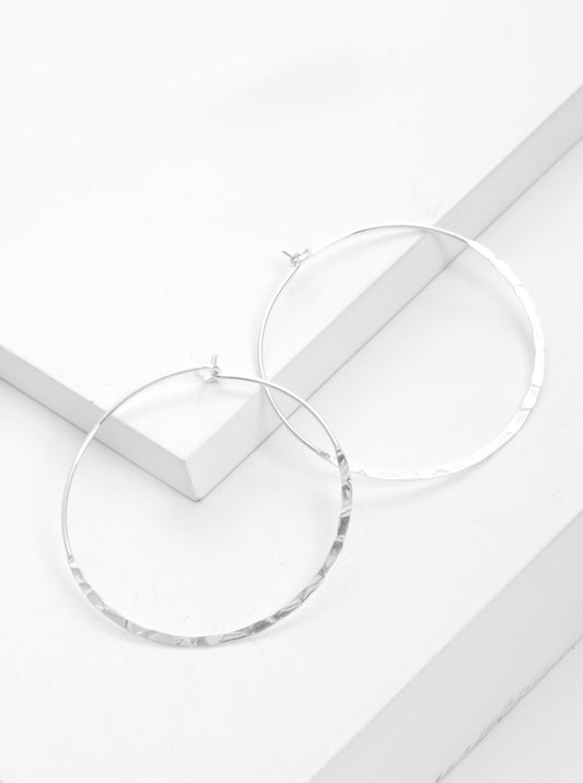 40mm Hammered Metal Lightweight Hoop Earrings