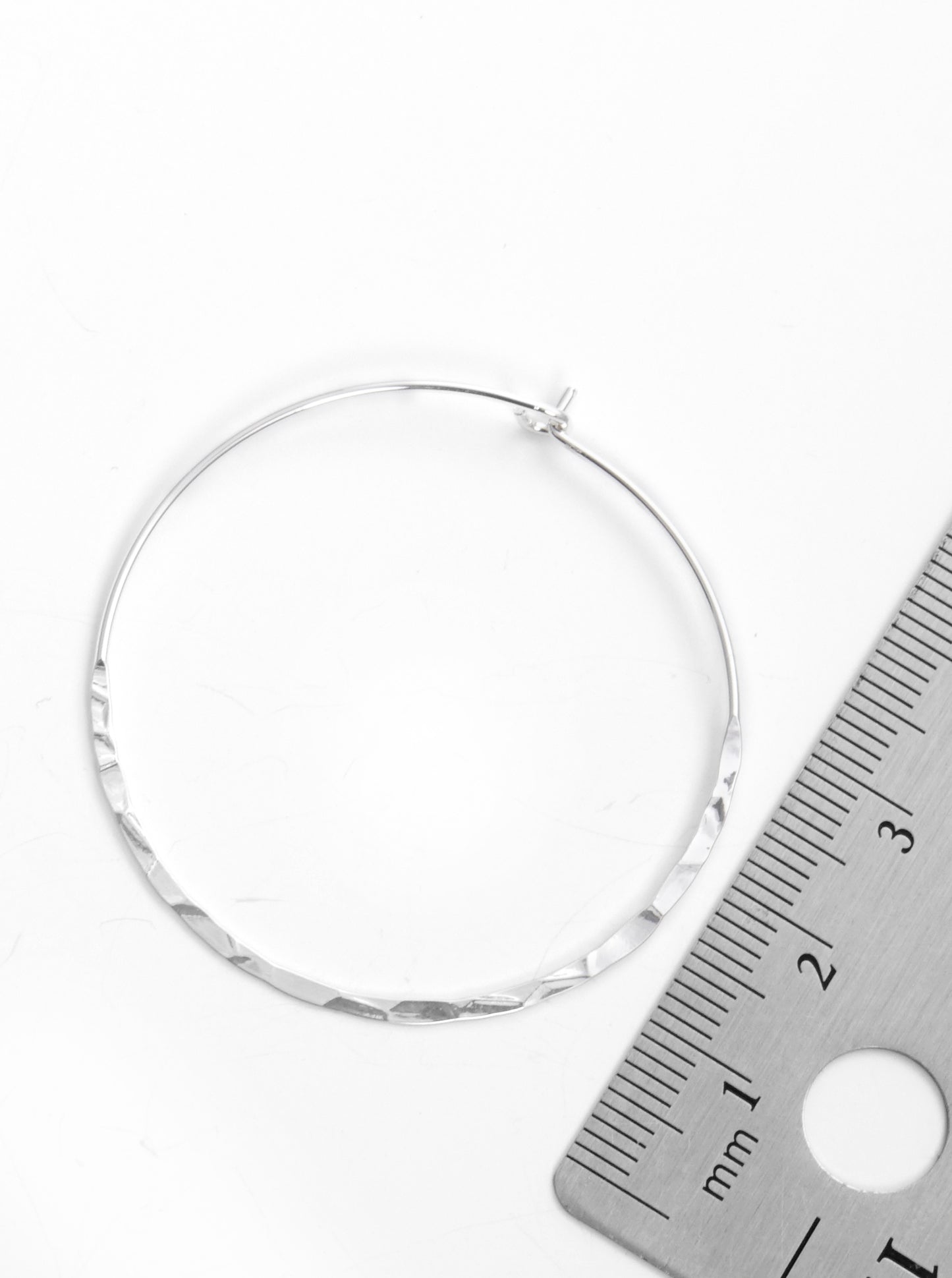 40mm Hammered Metal Lightweight Hoop Earrings