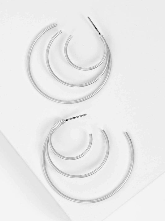 40mm Lightweight Triple Metal Hoop Earrings