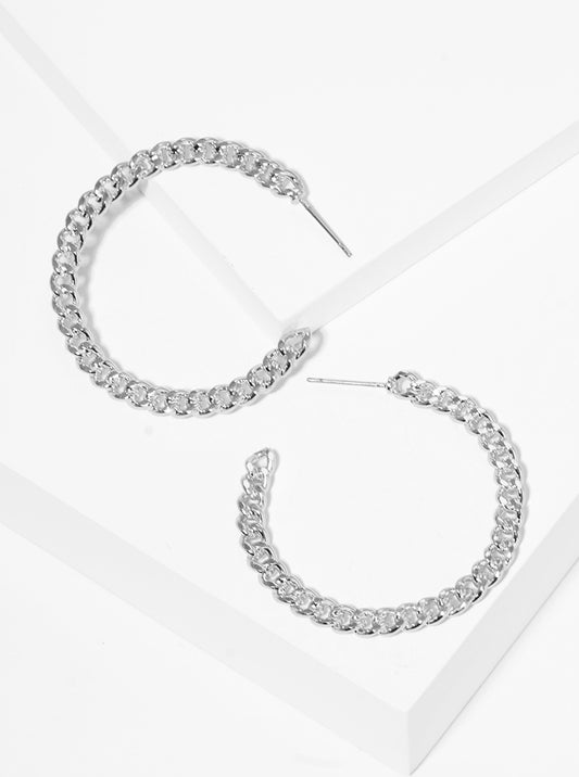 40mm Metal Chain Hoop Earrings