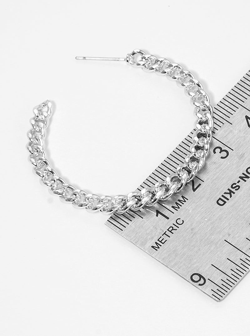 40mm Metal Chain Hoop Earrings