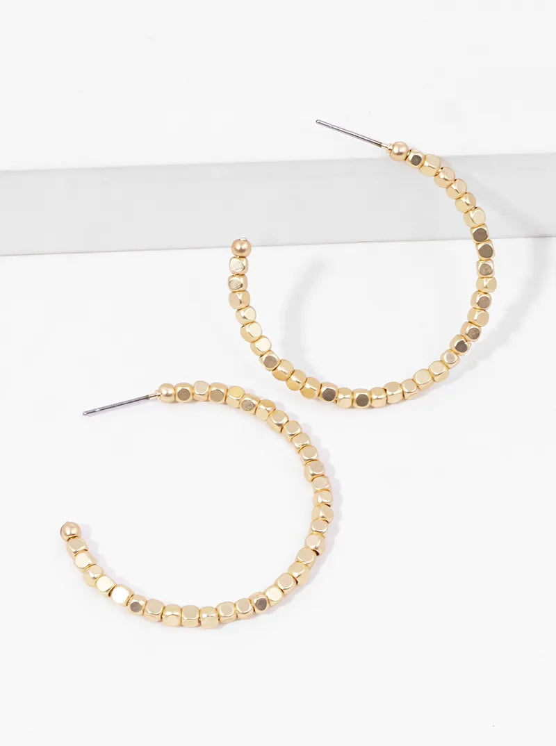 40mm Metallic Beaded Open Hoop Earrings