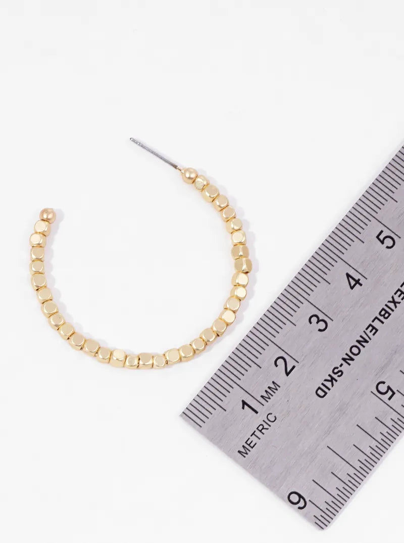 40mm Metallic Beaded Open Hoop Earrings