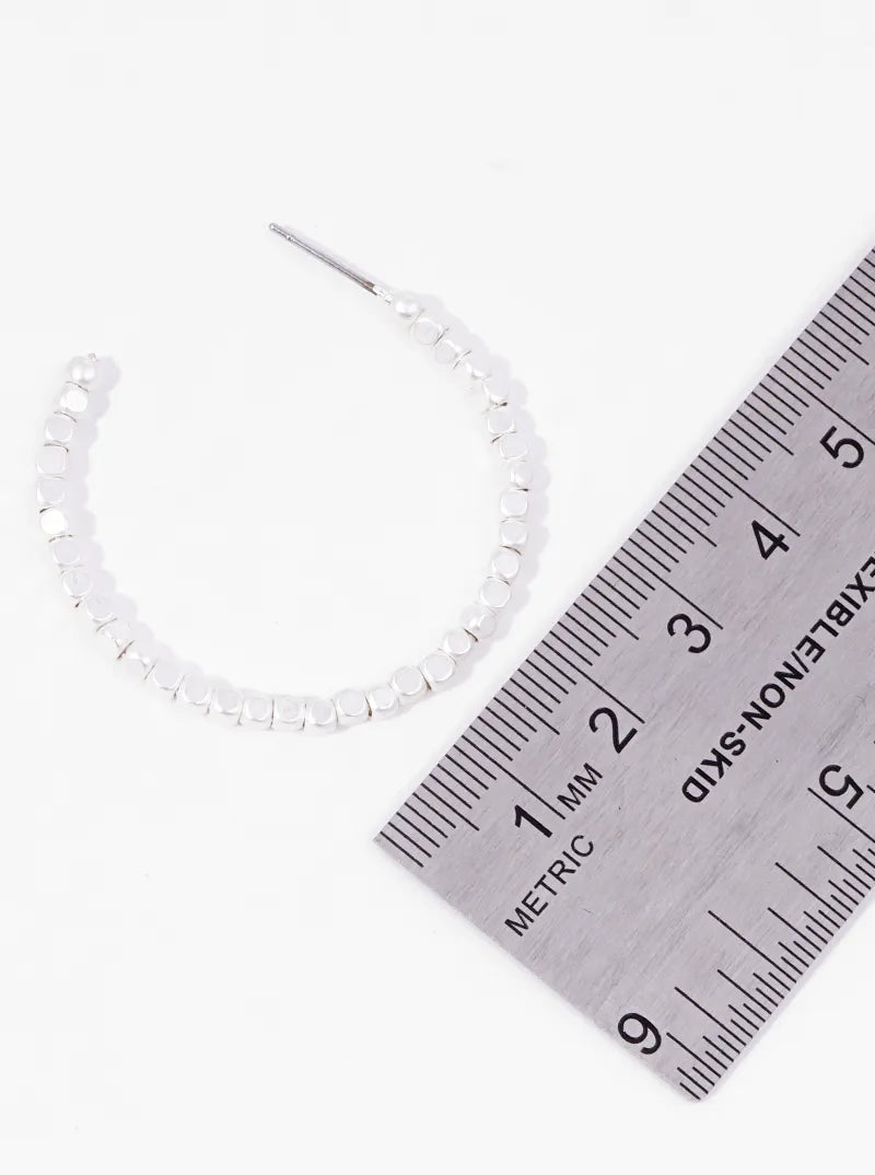 40mm Metallic Beaded Open Hoop Earrings