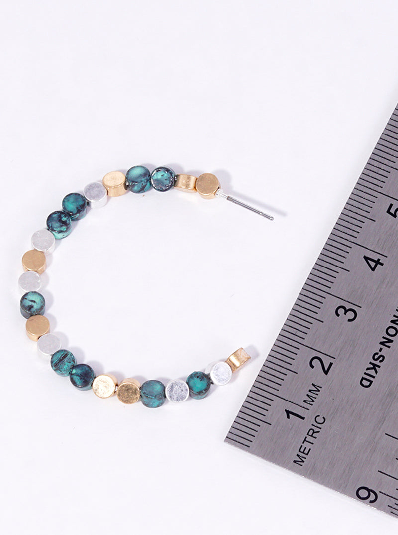 40mm Metallic Beaded Open Hoop Earrings