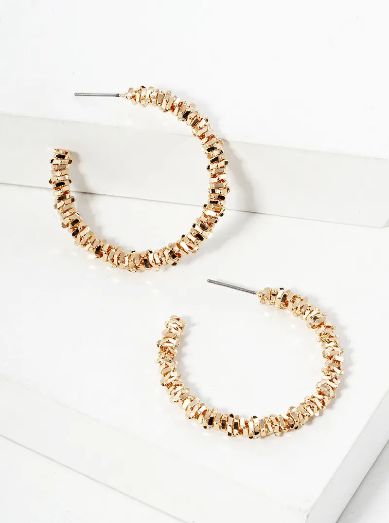 40mm Metallic Beaded Open Hoop Earrings
