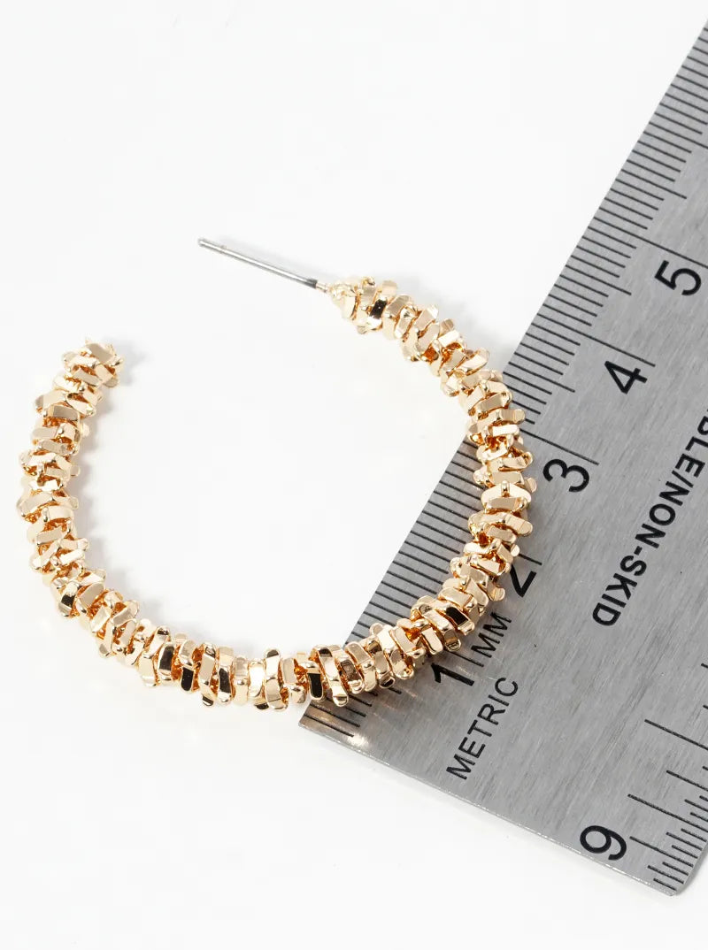 40mm Metallic Beaded Open Hoop Earrings