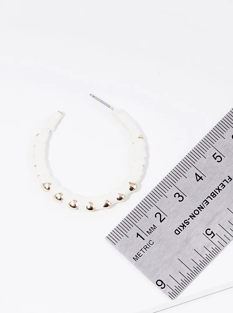 40mm Raffia Wrapped Open Hoop Earrings