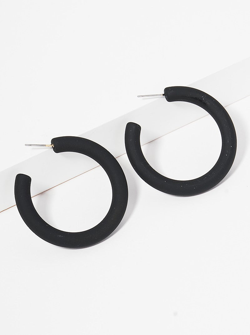 40mm Rubber Coated Resin Open Hoop Earrings