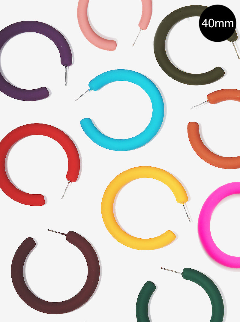 40mm Rubber Coated Resin Open Hoop Earrings