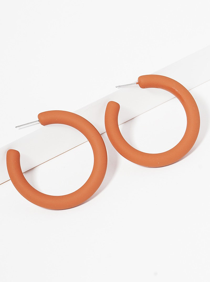 40mm Rubber Coated Resin Open Hoop Earrings