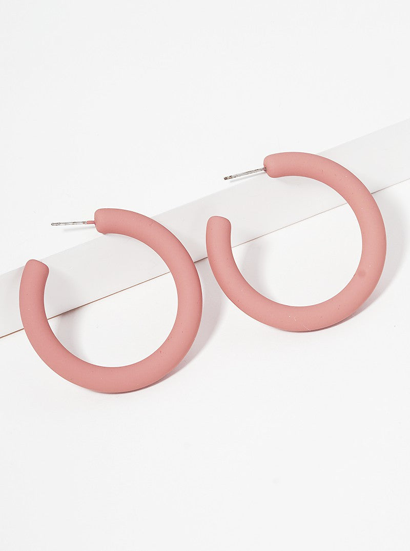 40mm Rubber Coated Resin Open Hoop Earrings