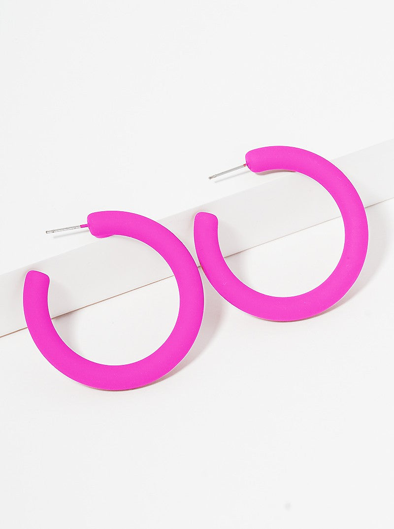 40mm Rubber Coated Resin Open Hoop Earrings